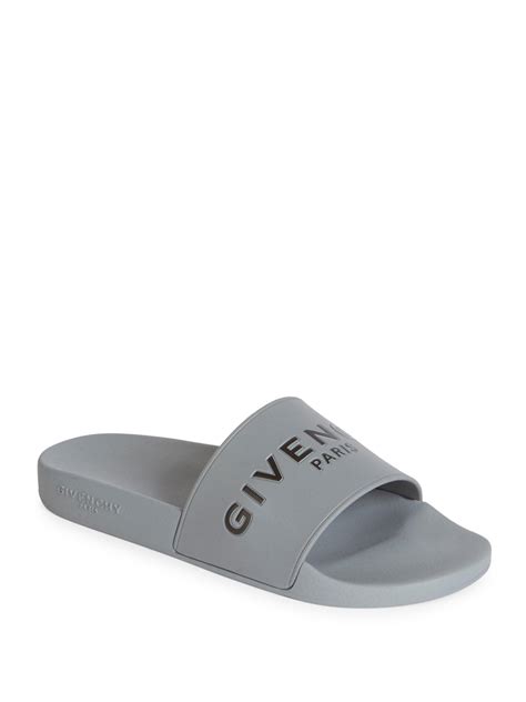 grey givenchy logo slides|Givenchy slippers sale.